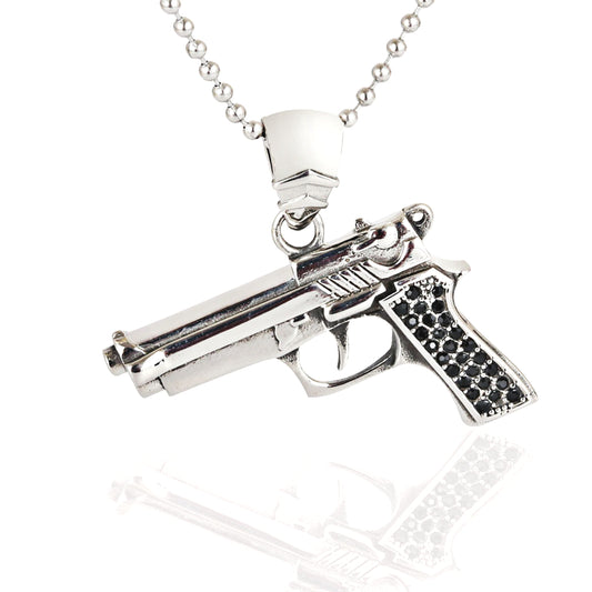 Titanium Steel Sandhawk Pistol Pendant Necklace for Men - Punk Rock Style by Planderful