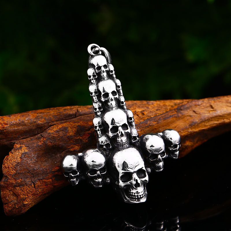 Titanium Steel Skull Cross Pendant for Men - Retro Wholesale Jewelry