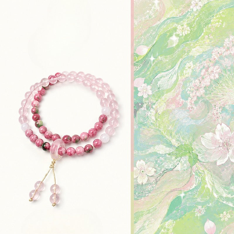 Rose Quartz Jade Crystal Double-Wrap Bracelet
