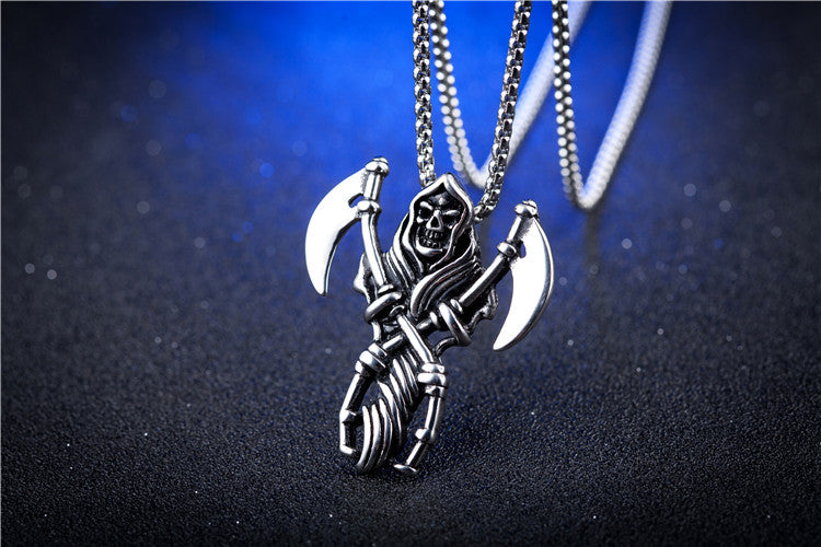 Sickle Ghost Skull Titanium Steel Pendant Necklace