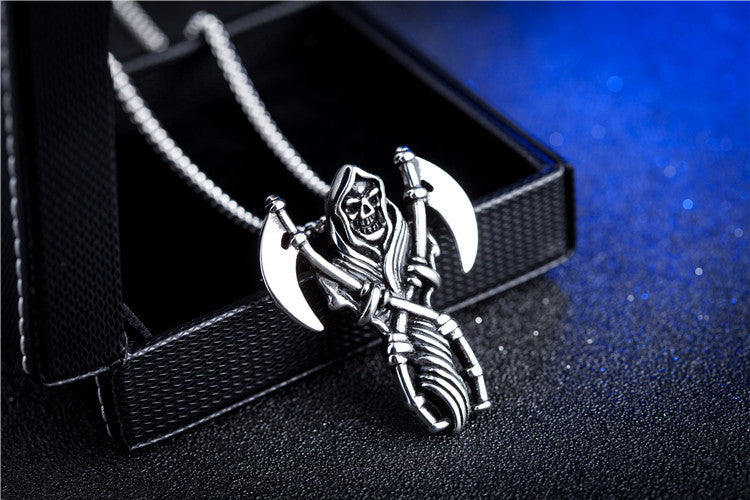 Sickle Ghost Skull Titanium Steel Pendant Necklace