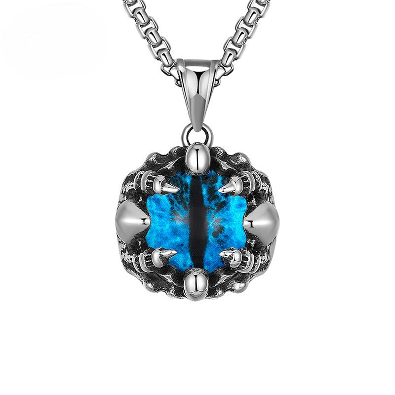 Steel Necklace – Statement Turkish Eye Pendant