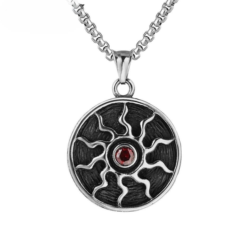 Planderful Everyday Genie Sunstone Pendant Necklace Titanium Steel Unisex Protection Talisman