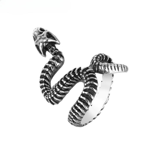 Snake Skeleton Titanium Steel Ring for Men