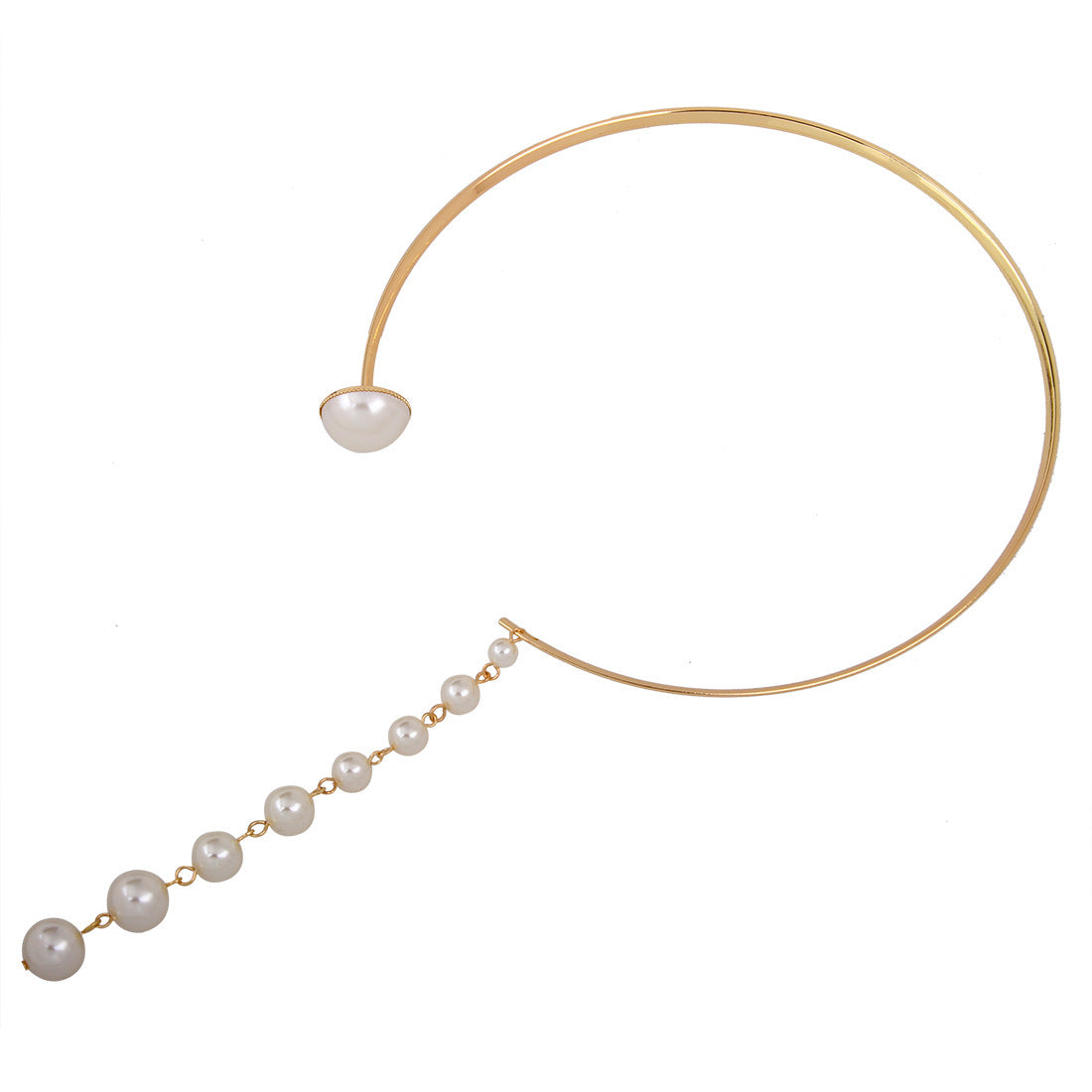 Chic Pearl Choker Necklace with Metal Collar