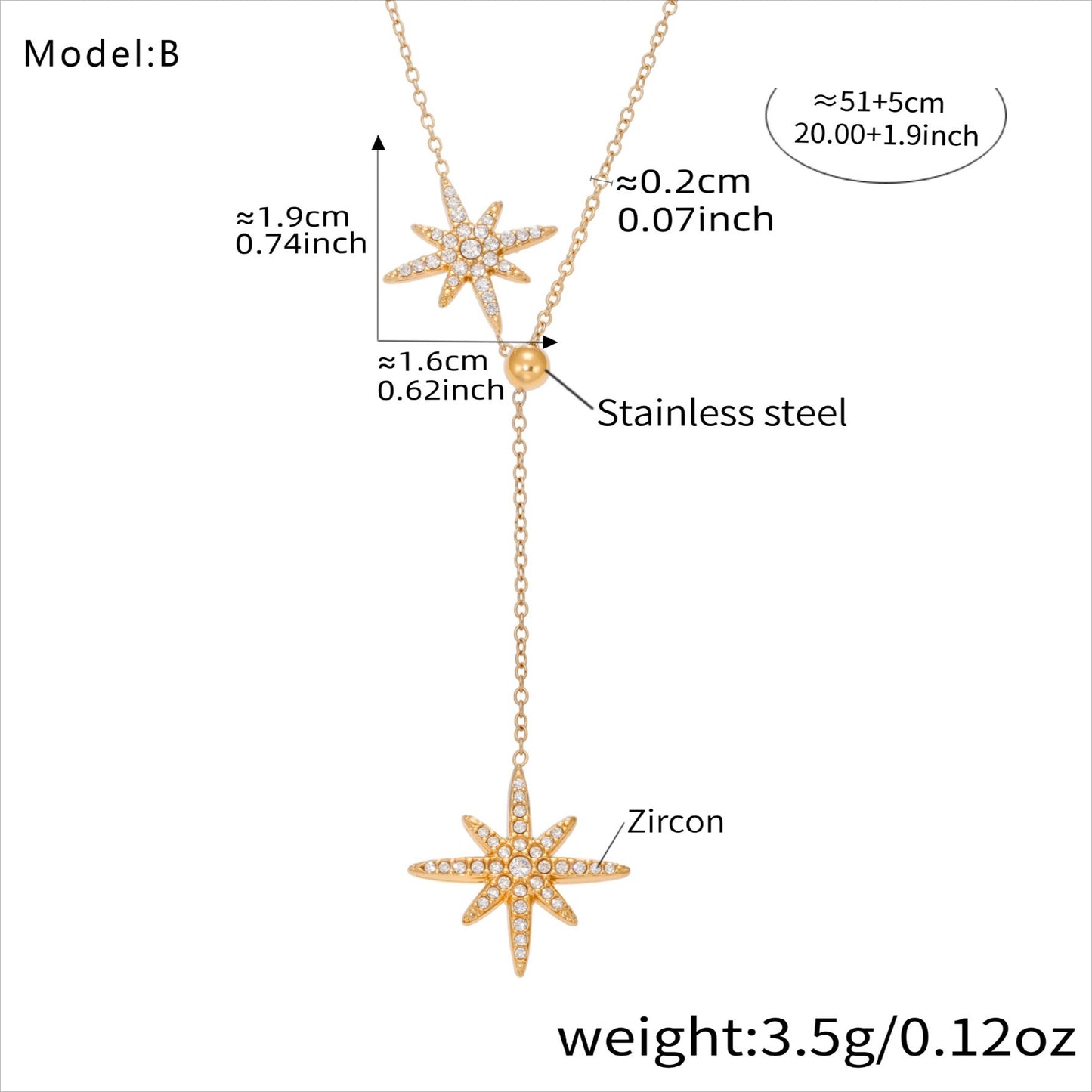 Planderful Zircon Fringe Necklace Stainless Steel For Girls