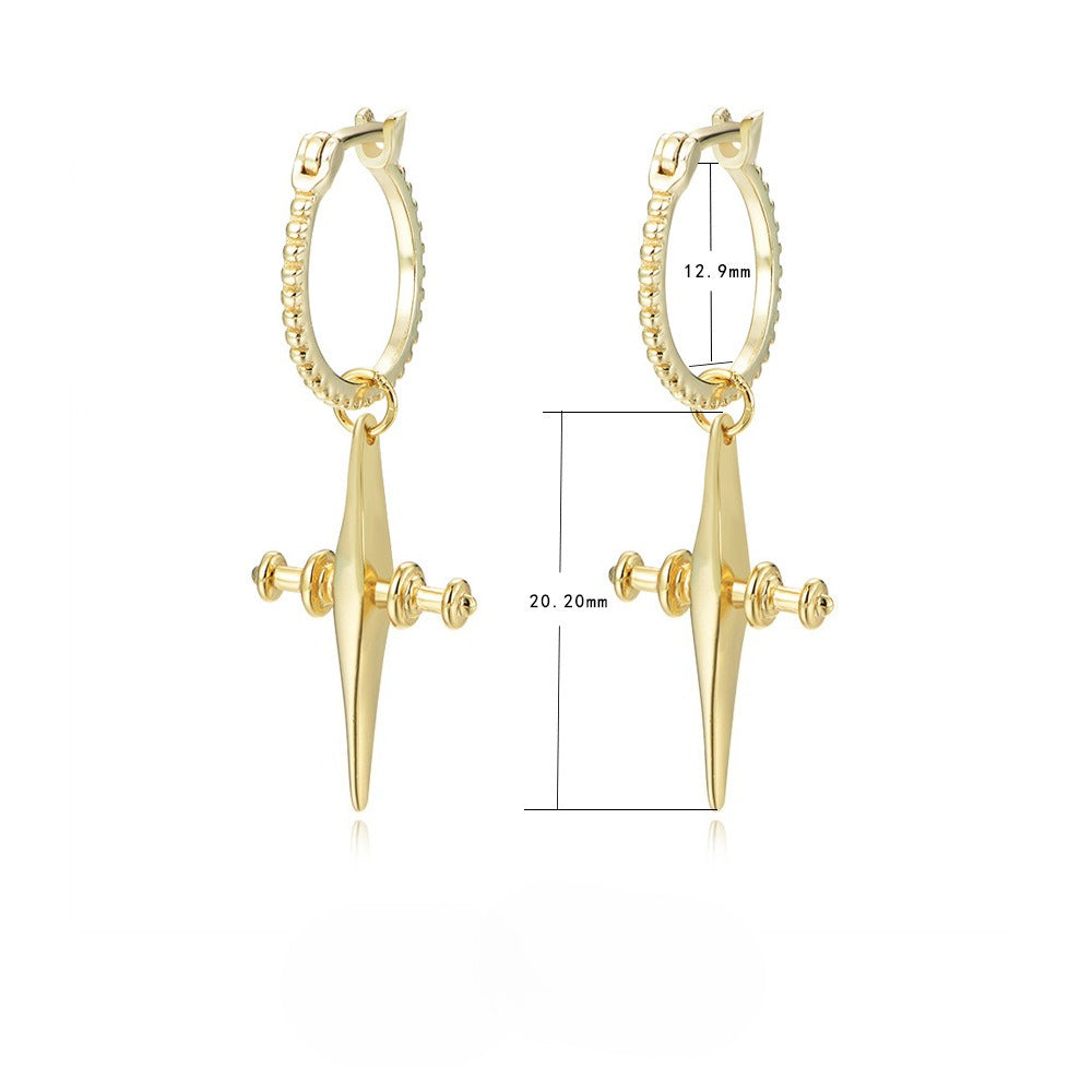 Accessories 925 Sterling Silver Ear Buckle Cross Earrings Style Personalized Versatile Earrings