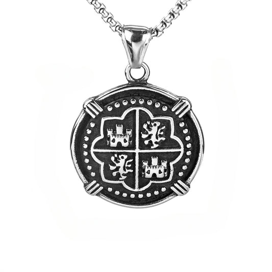 Hip Hop Vintage Spanish Pirate Titanium Steel Pendant Necklace
