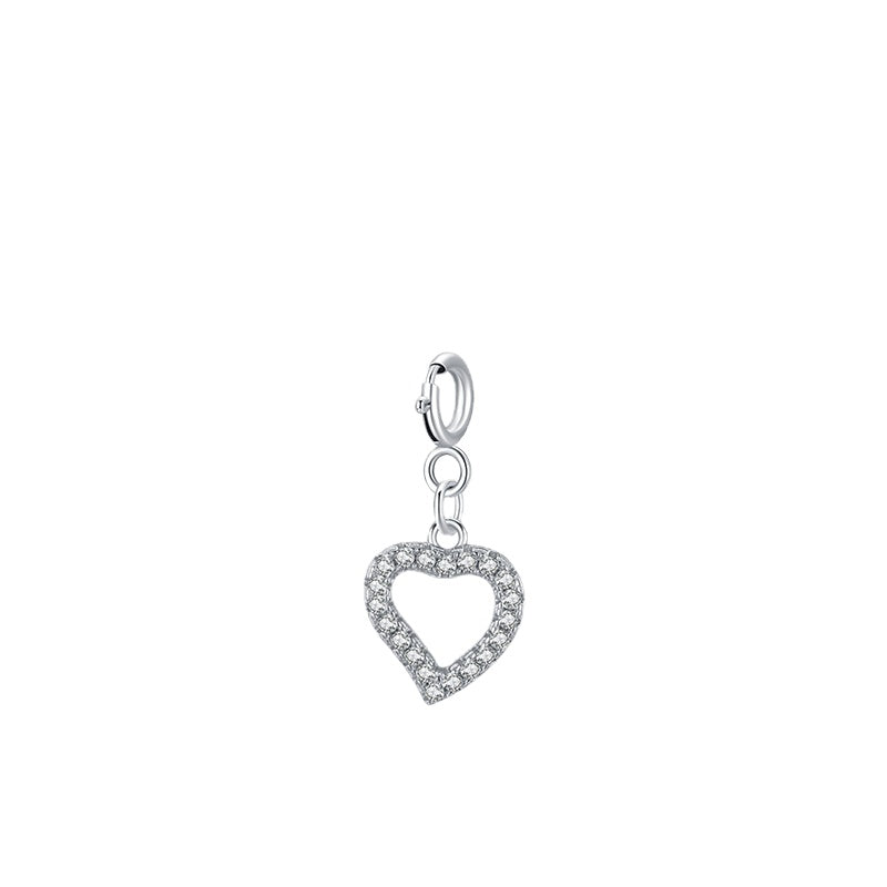 Stylish S925 Sterling Silver Heart-Shaped Pendant with Micro Inlaid Zircon, Unique and Versatile Jewelry Piece