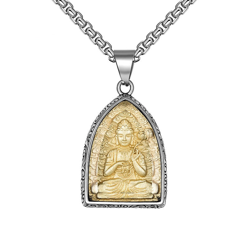 Steel Necklace – Elegant Buddha Pendant Necklace For Men Everyday Wear Gift Durable Tarnish-Resistant