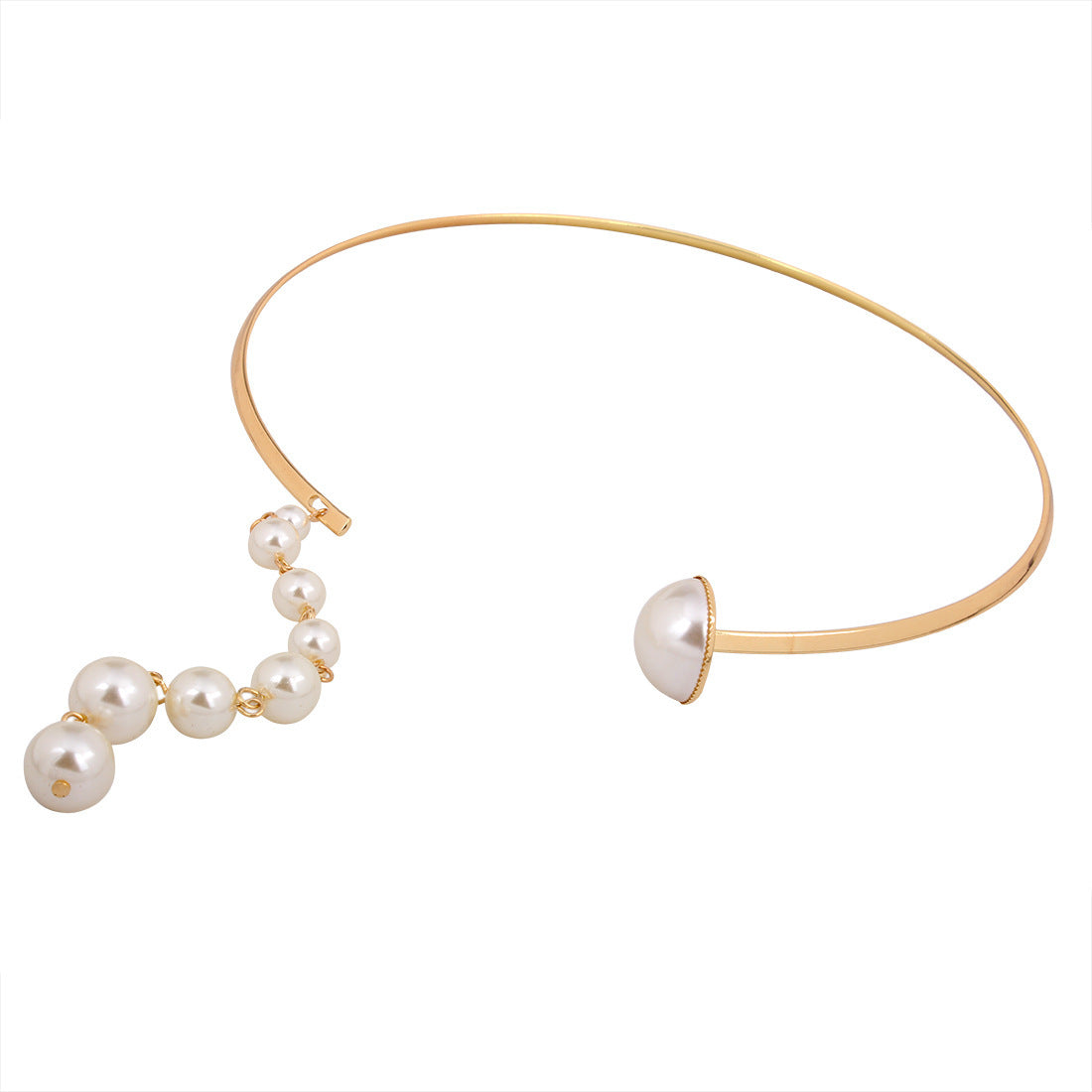 Chic Pearl Choker Necklace with Metal Collar