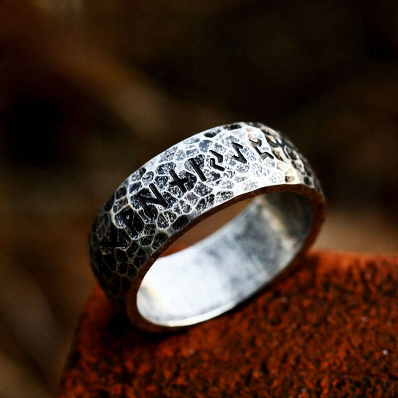 Vintage Nordic Viking-Inspired Titanium Steel Ring for Men – Hipster European-American Design in Stainless Steel