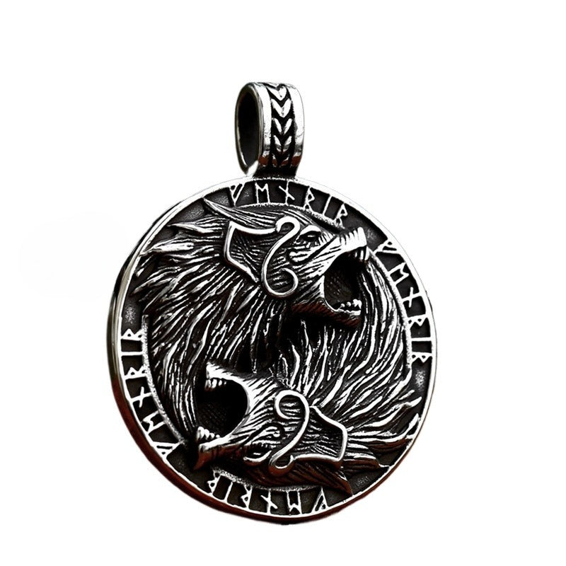 Stainless Steel Men's Pendant – Nordic Viking Celtic Wolf Titanium Steel Necklace Pendant