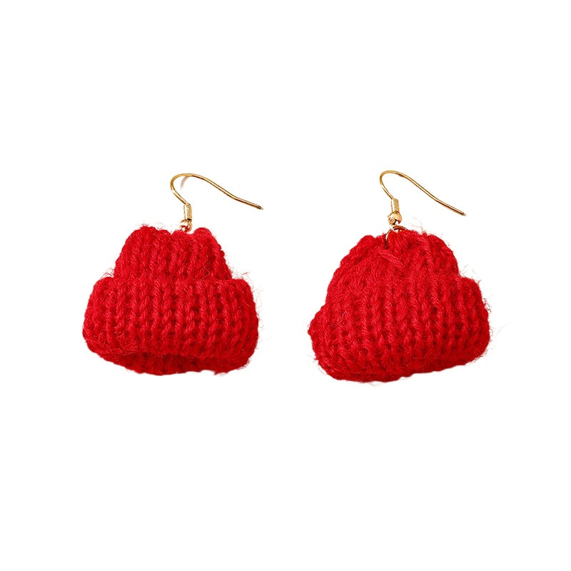 Planderful Vienna Verve Earrings – Unique Hand-Woven Red Wool Design