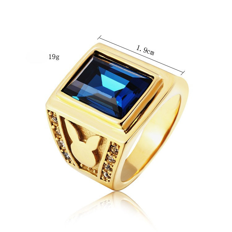 Planderful Premium Titanium Steel Ring For Men And Unisex With Zircon Gold Accent And Personalization