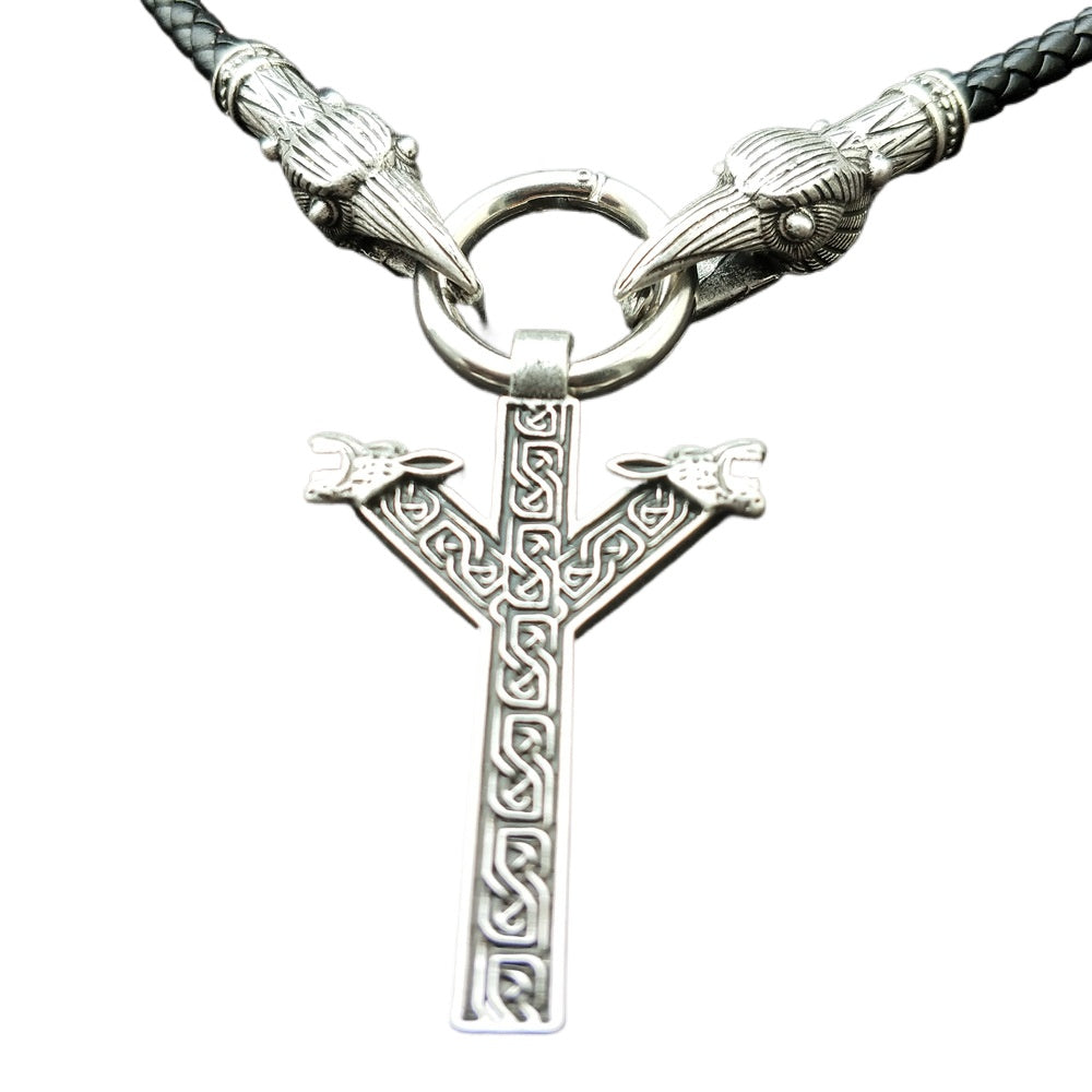 Dragon Head Rune Necklace - Mythological Nordic Pendant for Men