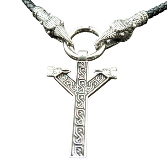 Dragon Head Rune Necklace - Mythological Nordic Pendant for Men