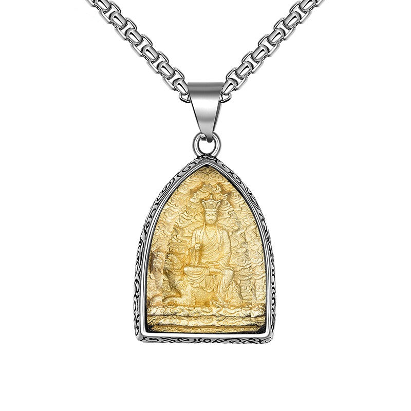 Titanium Steel Necklace – Vintage Thai Amulet Style For Everyday Winter Wear Gift For Boyfriend