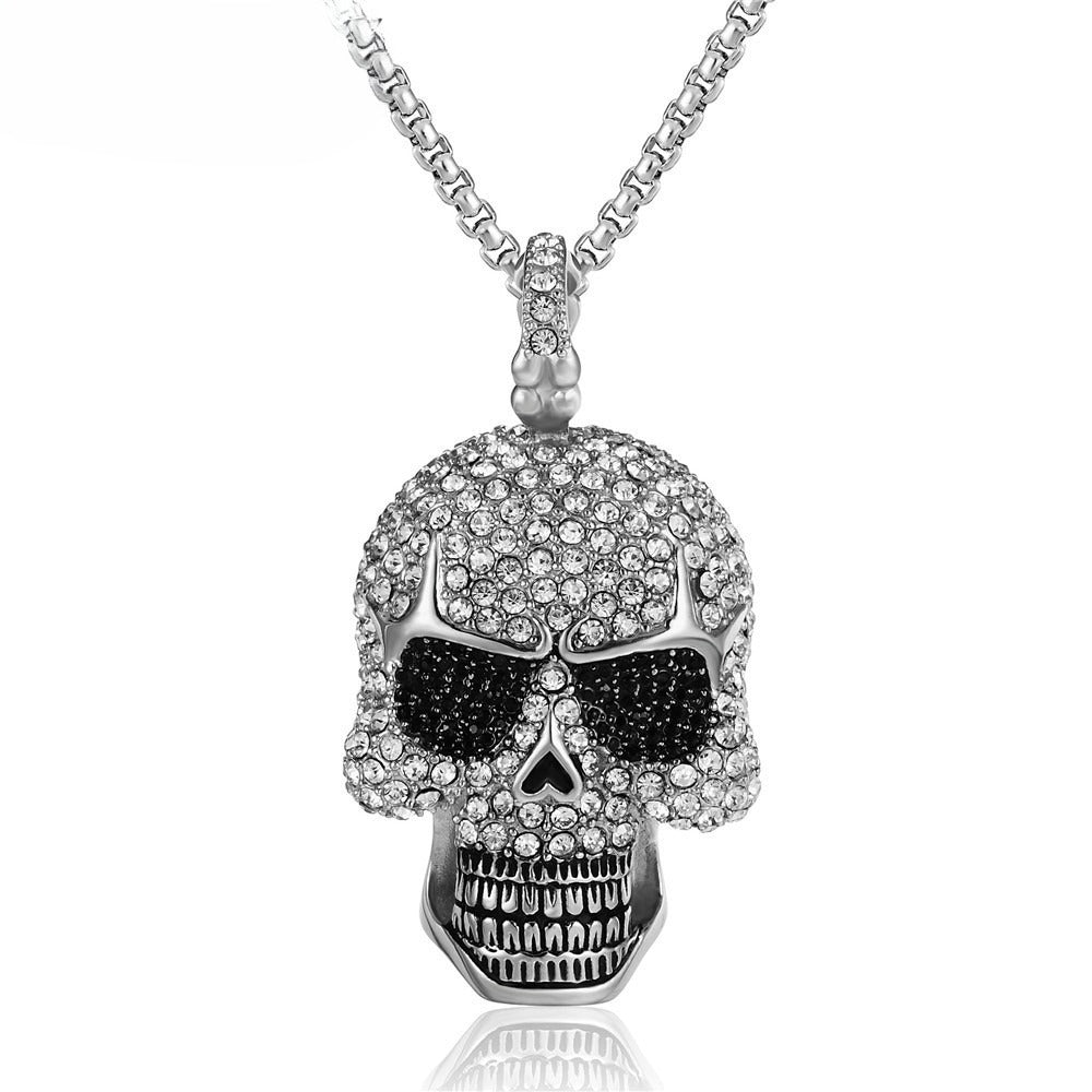 Zircon Skull Titanium Steel Pendant Necklace
