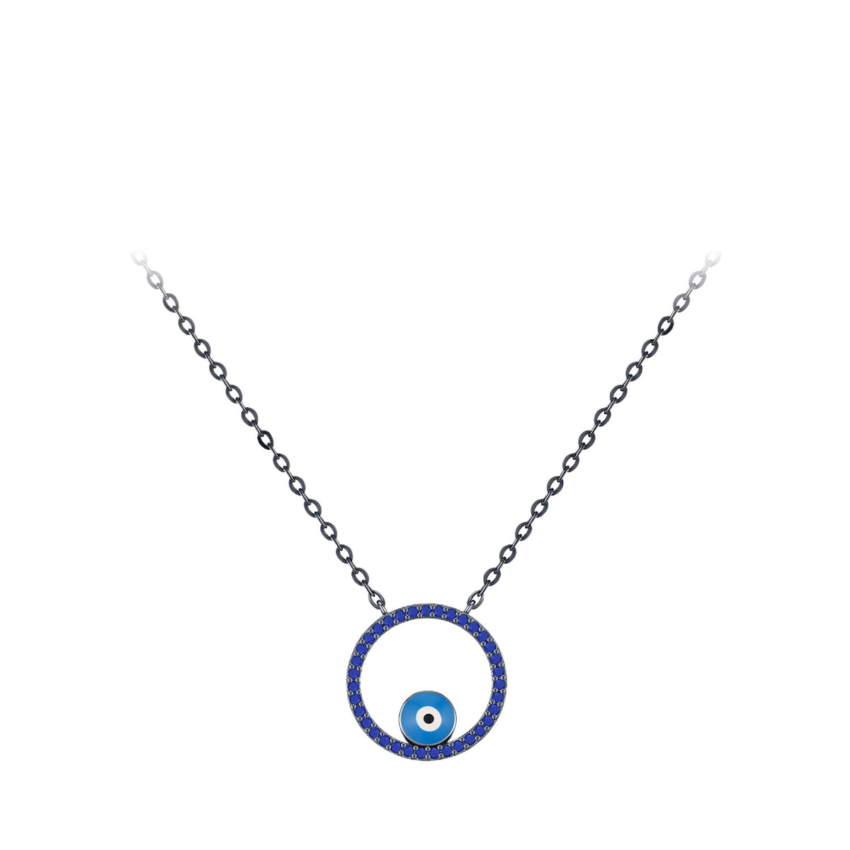 925 Sterling Silver Turquoise Two-Tone Zircon Necklace