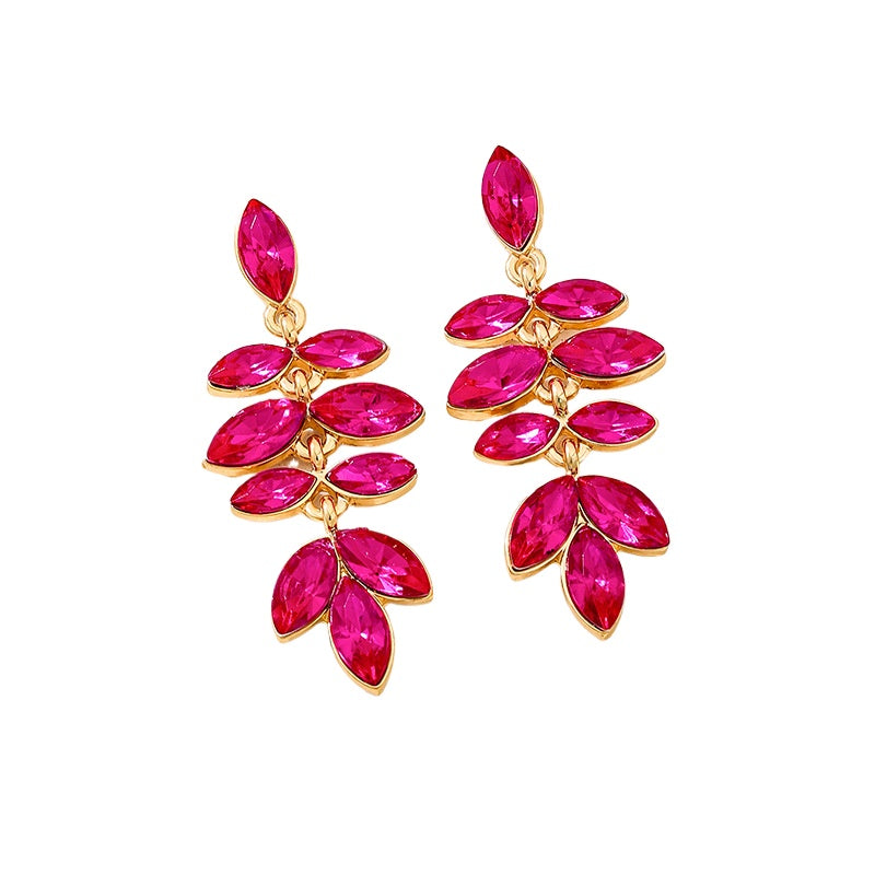 Planderful Vienna Verve Earrings – Stylish Metal Color Rose Red Leaf Design
