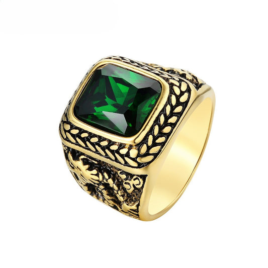 Planderful Titanium Steel Zircon Dragon Ring For Men Unisex Protection Statement Everyday Genie Collection
