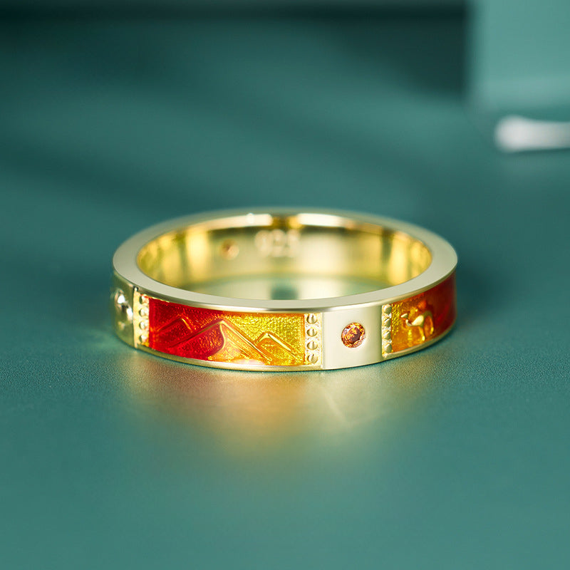 Dunhuang Style 925 Sterling Silver Ring Women's Niche Design