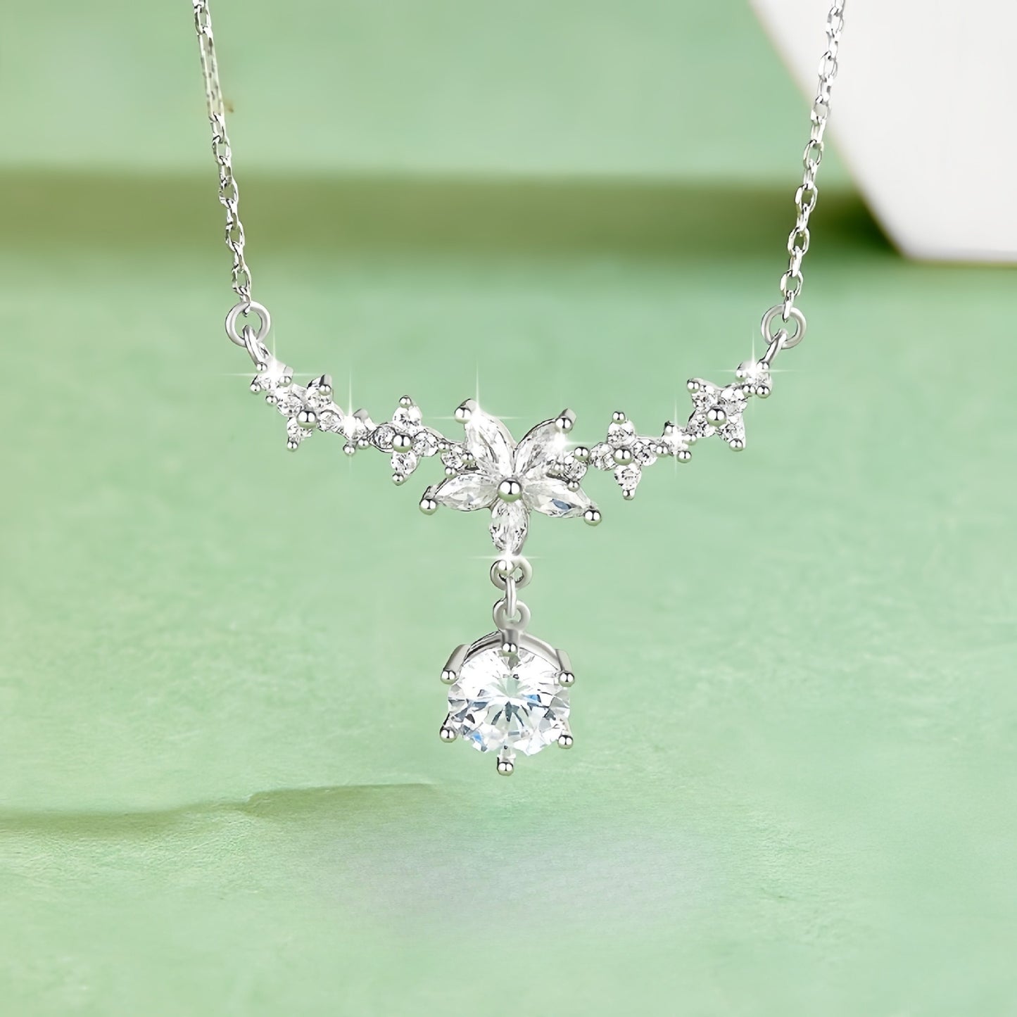 Planderful 925 Sterling Silver Zircon Wisteria Necklace For Women Light Luxury Gift For Girlfriend Autumn Winter