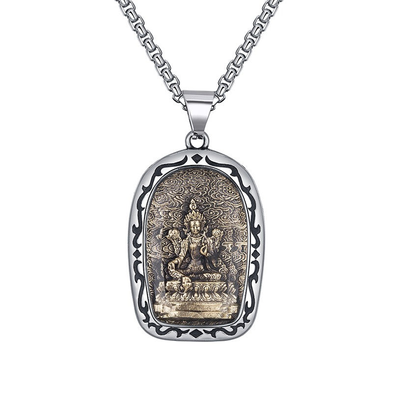 Steel Necklace – Vintage Buddha Pendant