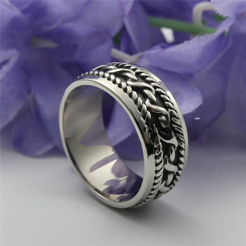 European And American Jewelry Titanium Steel Rattan Ring