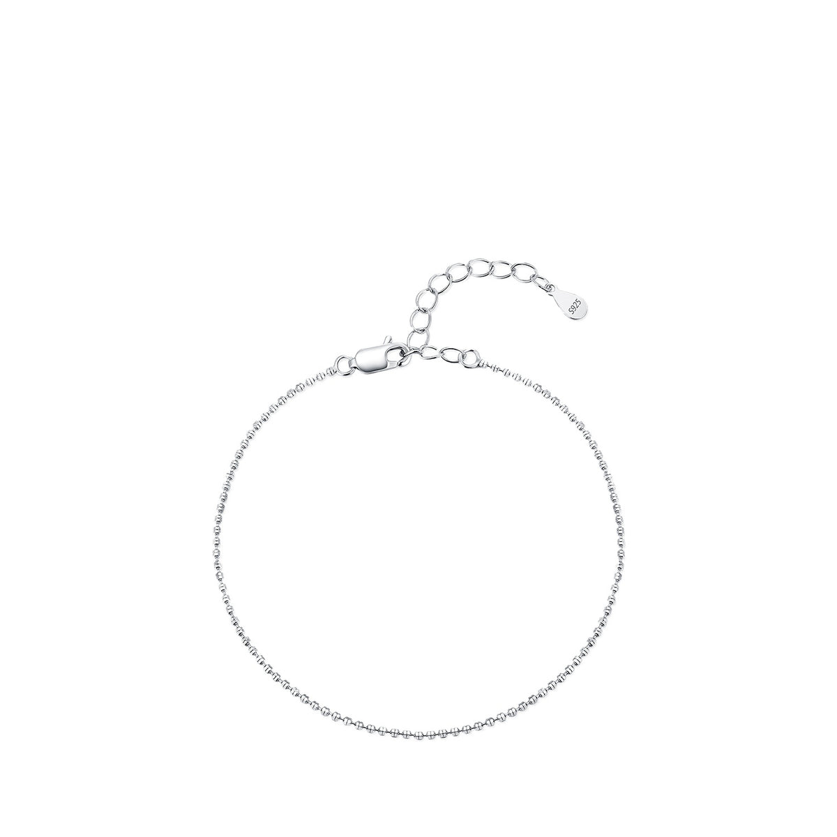 925 Sterling Silver Fine Plain Chain Bracelet