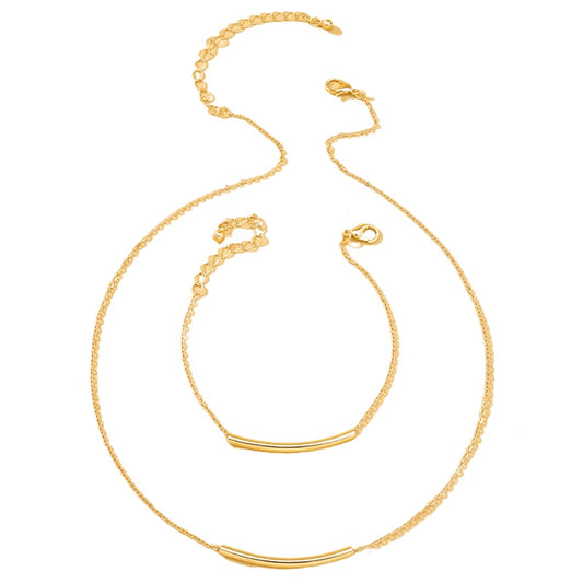 Chic Metal Tube Bracelet and Necklace Set - Vienna Verve Collection