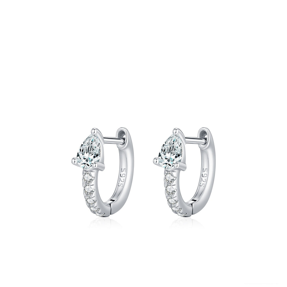 925 Sterling Silver Geometric Moissanite Hoop Earrings