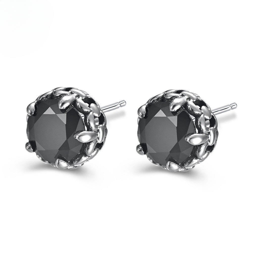 Ins Cold Wind Titanium Steel Zircon Trendy Couple Earrings