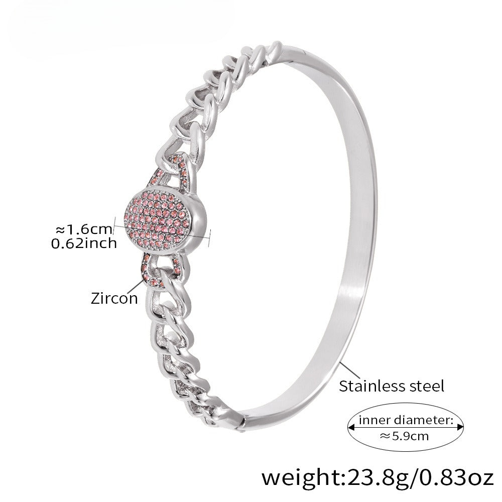 Planderful Stainless Steel NK Chain Zircon Bracelet Unisex