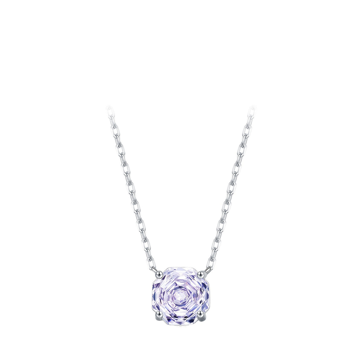 925 Sterling Silver Multicolor Octagonal Rose-Cut Zircon Necklace