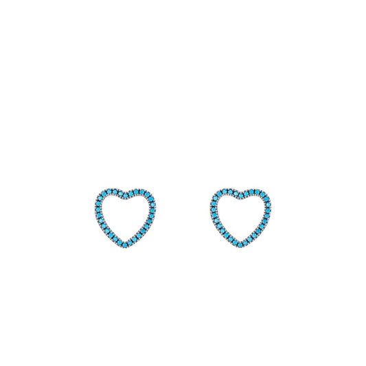Cute Turquoise Heart-shaped Sterling Silver Earrings