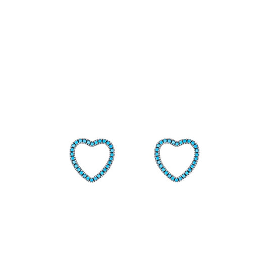 Cute Turquoise Heart-shaped Sterling Silver Earrings