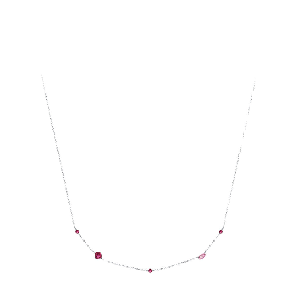 Fashionable Pigeon Blood Red Zircon Necklace for Women - Sterling Silver Variant