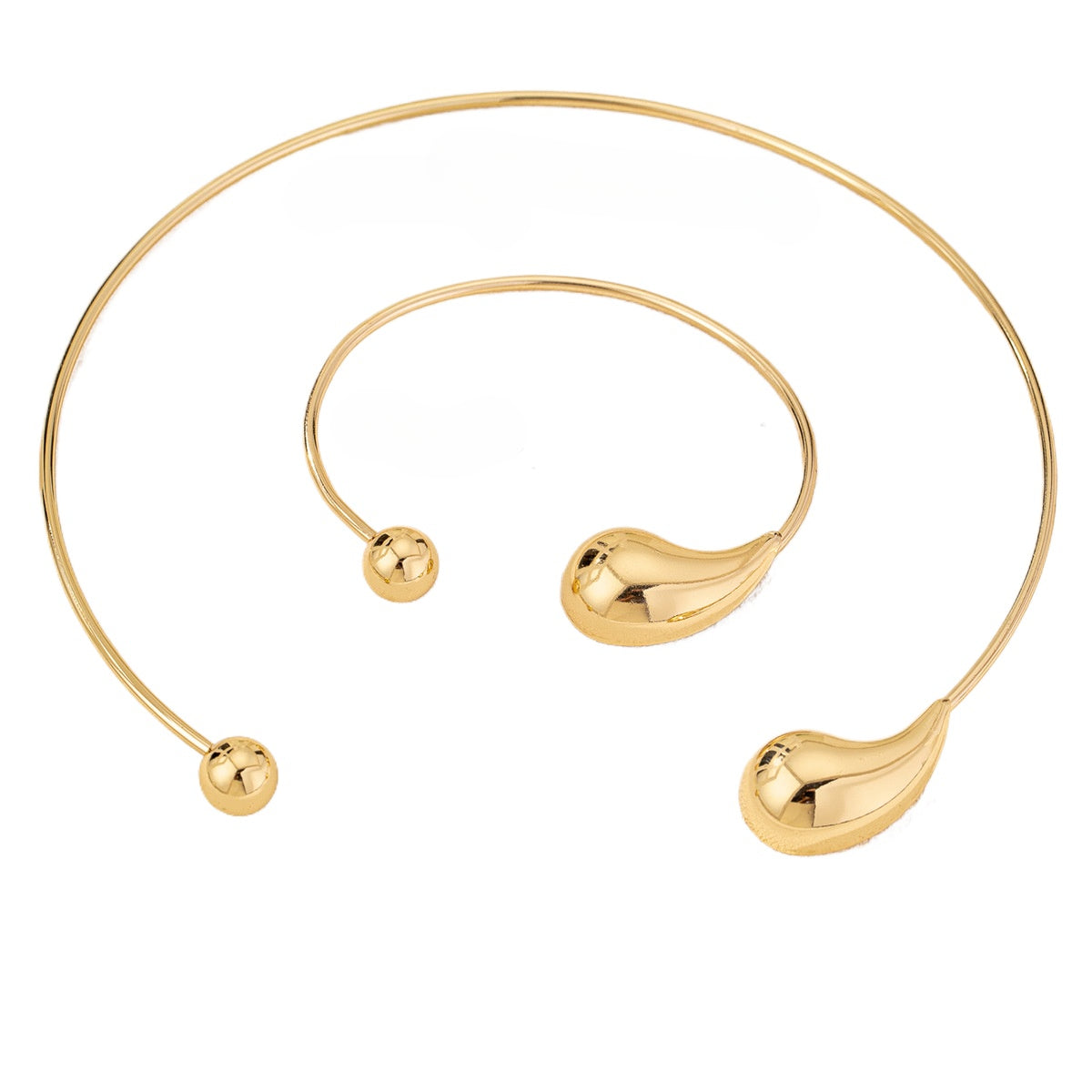 Planderful Water Drop Minimalist Collar Bracelet Set Women