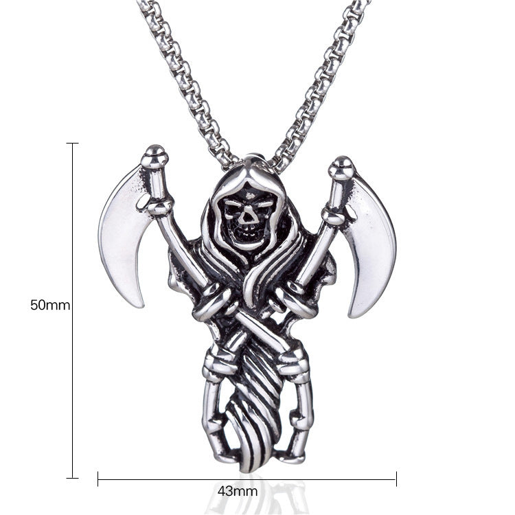 Sickle Ghost Skull Titanium Steel Pendant Necklace