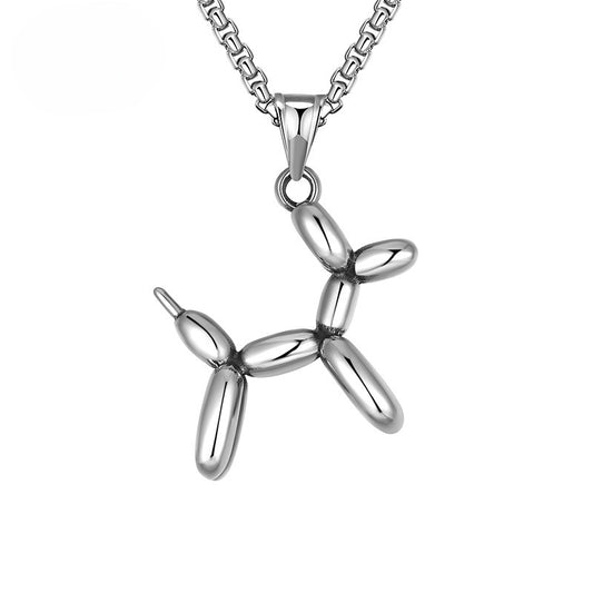Steel Necklace – Statement Balloon Dog Pendant