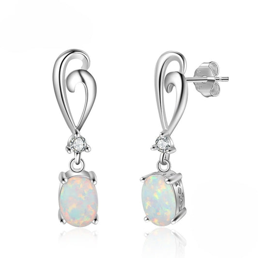 Planderful Jewelry Opal Earrings Sterling Silver Oval Drop Earrings For Women Timeless Charm