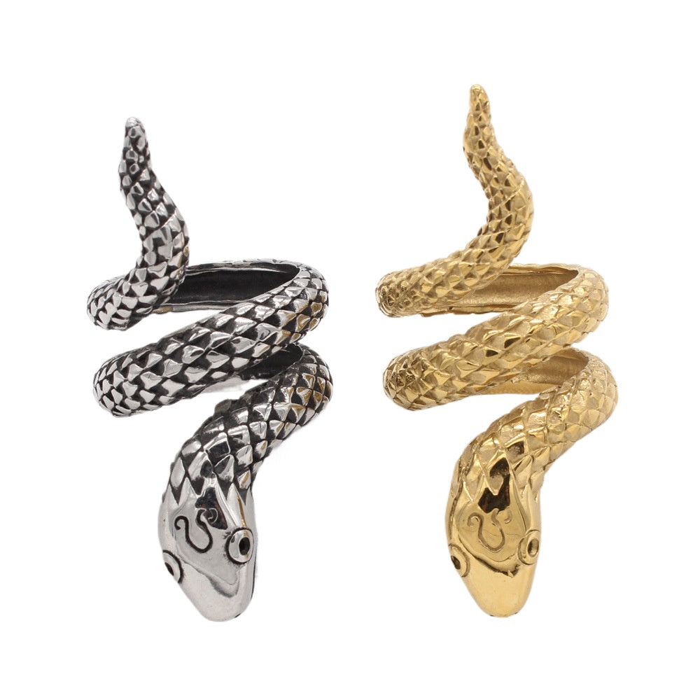 Planderful Everyday Genie – European and American Personalized Retro Snake Men's Titanium Steel Ring