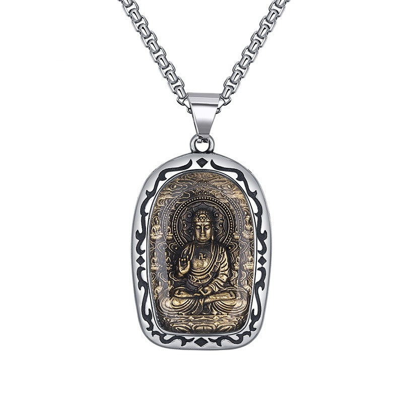 Steel Necklace – Vintage Buddha Pendant