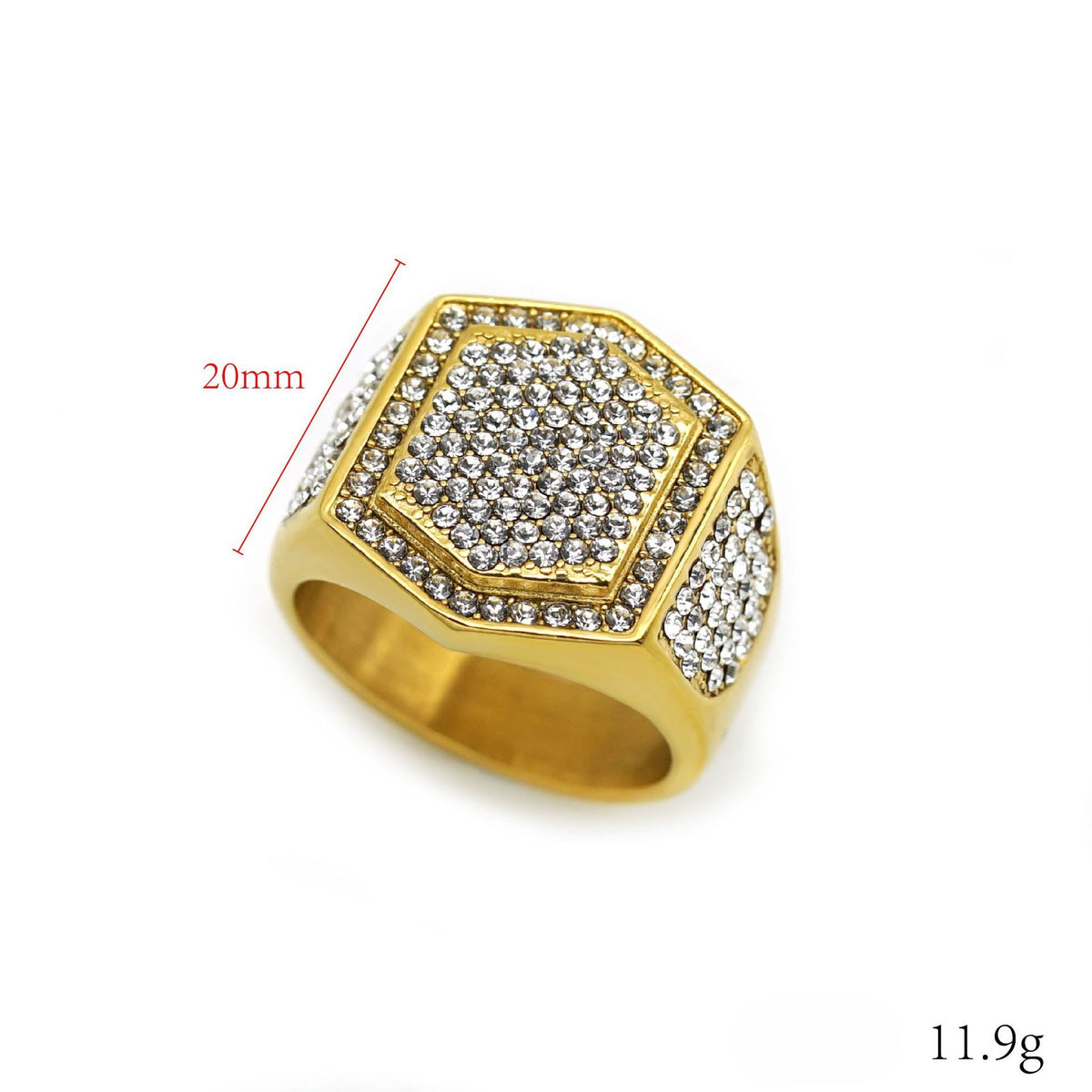Planderful Everyday Genie Hip Hop Ring Stainless Steel Full Zircon Unisex Statement Jewelry