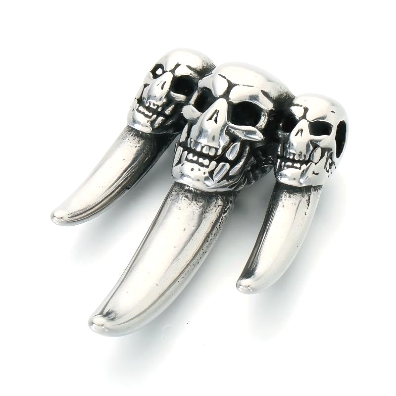 Punk Hip Hop Style Stainless Steel Wolf Tooth Shape Men's Pendant Skull Necklace
