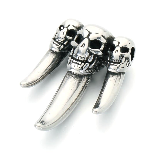 Punk Hip Hop Style Stainless Steel Wolf Tooth Shape Men's Pendant Skull Necklace