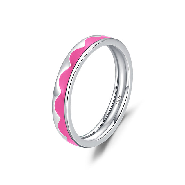 Sterling Silver Wave Drop Ring with Zircon Gem - Size 5-10