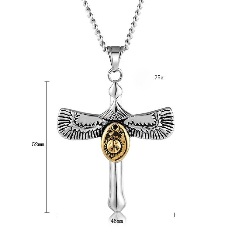 Eagle Wings Pendant Necklace Titanium Steel Unisex Bold Protection Charm Planderful For Men And Women